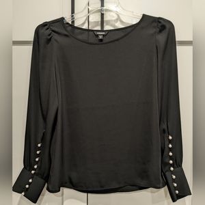 Express top long sleeve with pearl accents